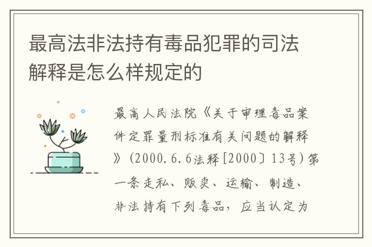 最高法非法持有毒品犯罪的司法解释是怎么样规定的