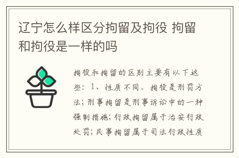辽宁怎么样区分拘留及拘役 拘留和拘役是一样的吗