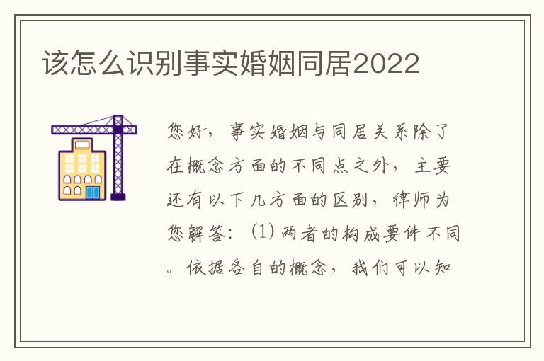 该怎么识别事实婚姻同居2022