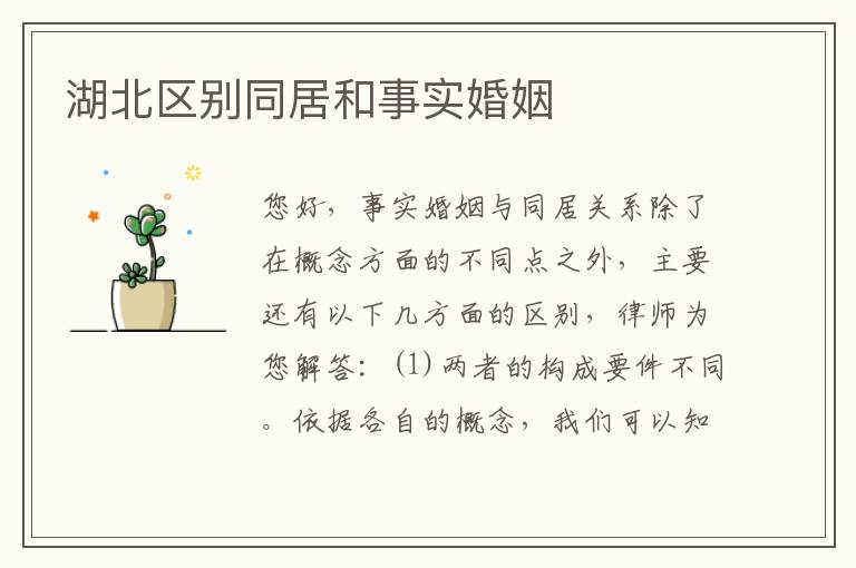 湖北区别同居和事实婚姻