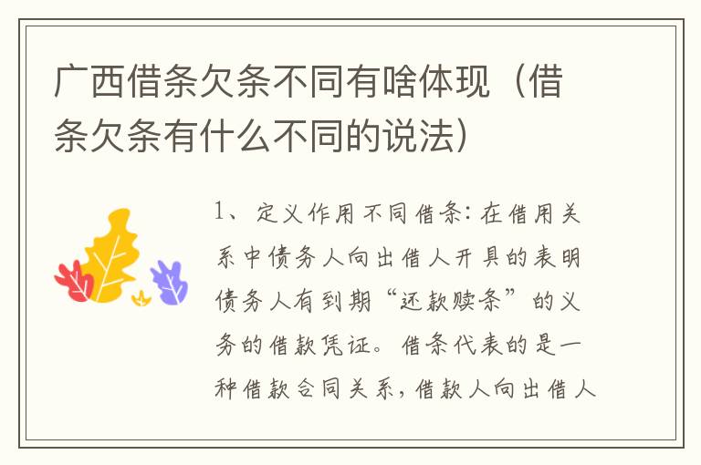 广西借条欠条不同有啥体现（借条欠条有什么不同的说法）