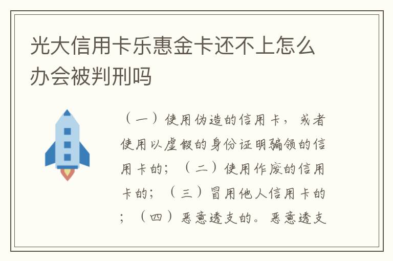 光大信用卡乐惠金卡还不上怎么办会被判刑吗