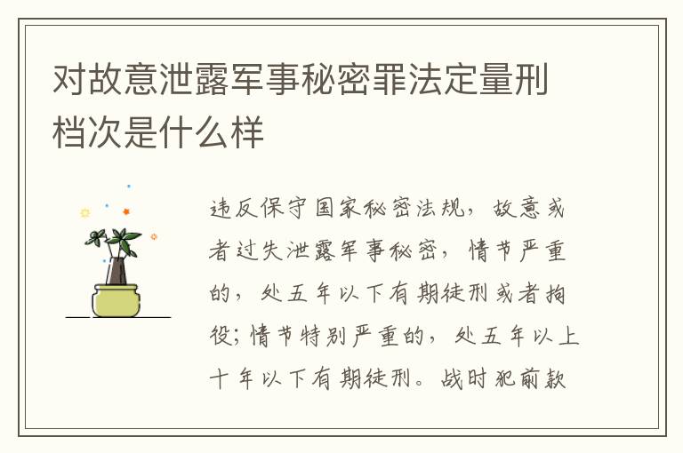 对故意泄露军事秘密罪法定量刑档次是什么样