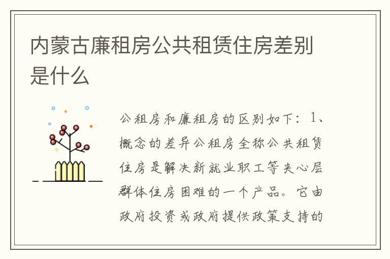 内蒙古廉租房公共租赁住房差别是什么