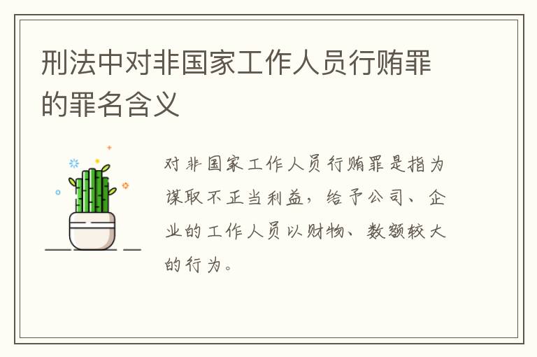 刑法中对非国家工作人员行贿罪的罪名含义