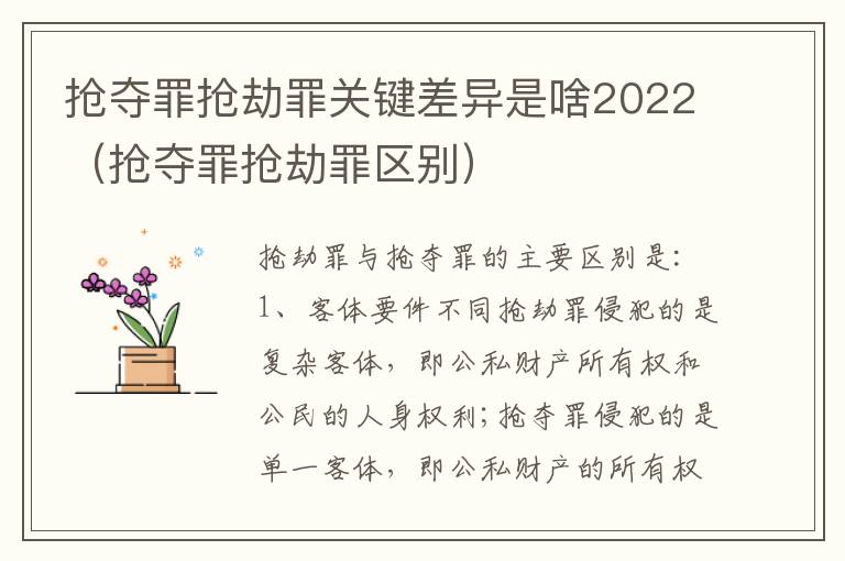 抢夺罪抢劫罪关键差异是啥2022（抢夺罪抢劫罪区别）
