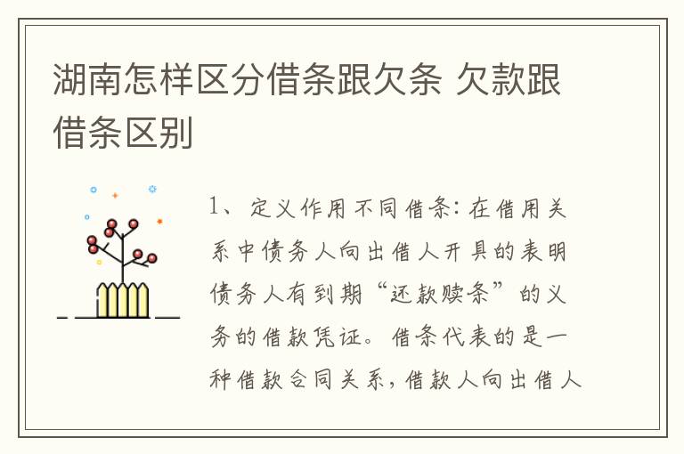湖南怎样区分借条跟欠条 欠款跟借条区别