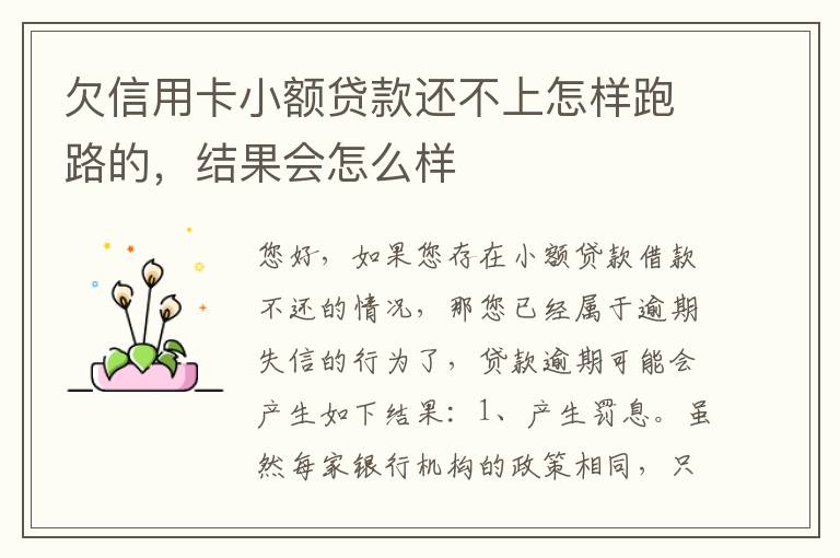欠信用卡小额贷款还不上怎样跑路的，结果会怎么样