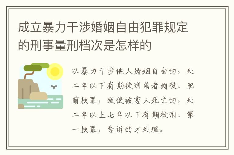 成立暴力干涉婚姻自由犯罪规定的刑事量刑档次是怎样的