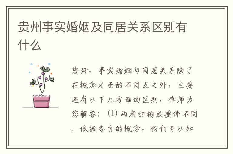 贵州事实婚姻及同居关系区别有什么