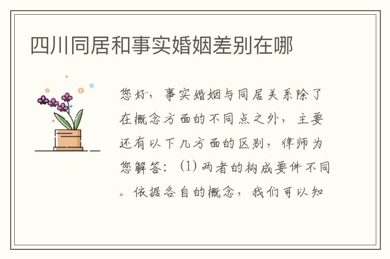 四川同居和事实婚姻差别在哪