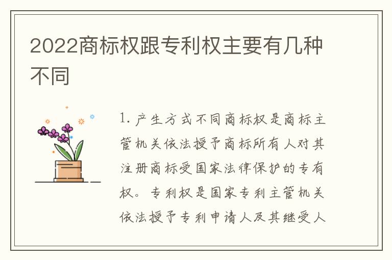 2022商标权跟专利权主要有几种不同