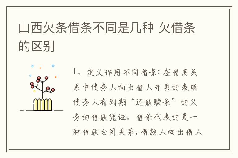 山西欠条借条不同是几种 欠借条的区别