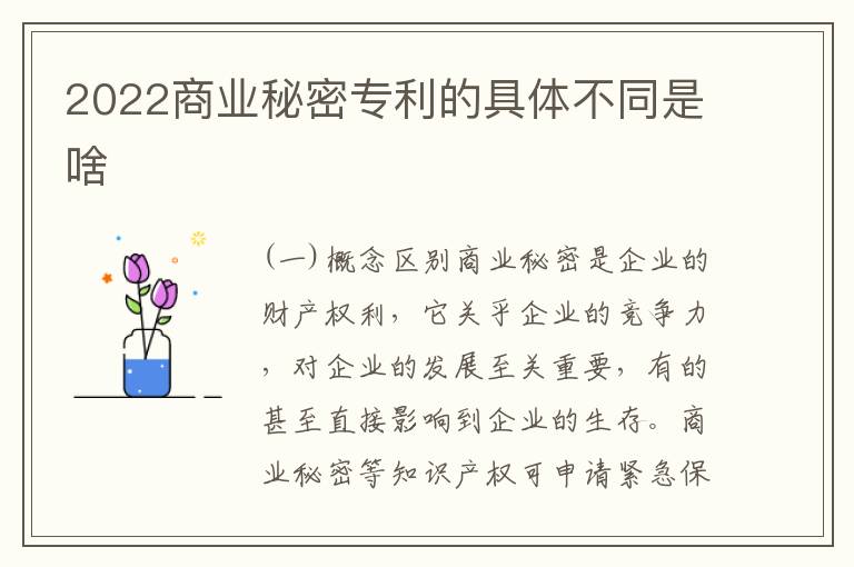 2022商业秘密专利的具体不同是啥