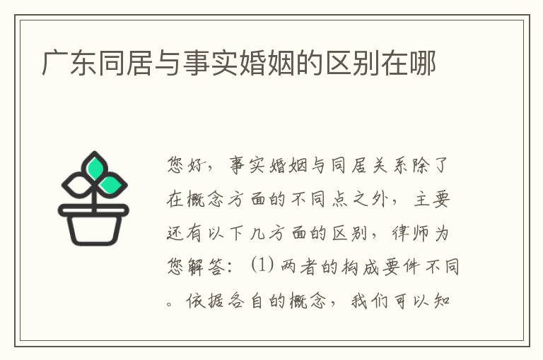 广东同居与事实婚姻的区别在哪