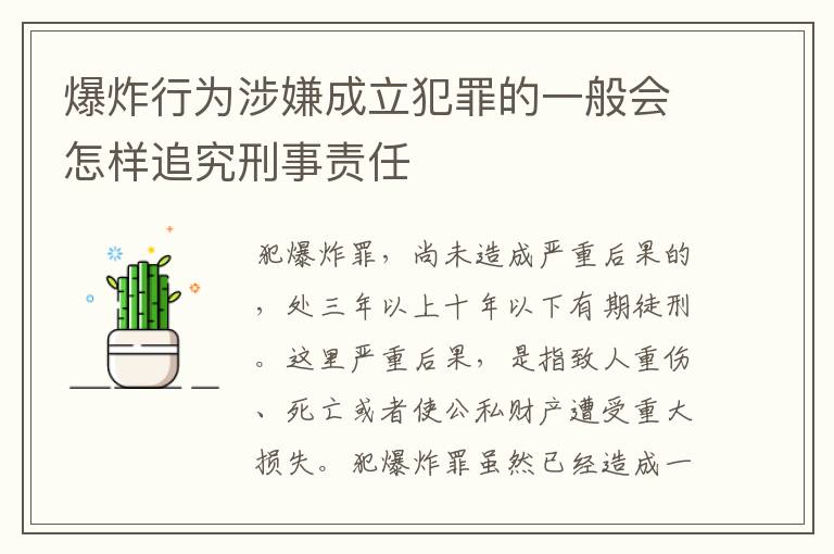 爆炸行为涉嫌成立犯罪的一般会怎样追究刑事责任