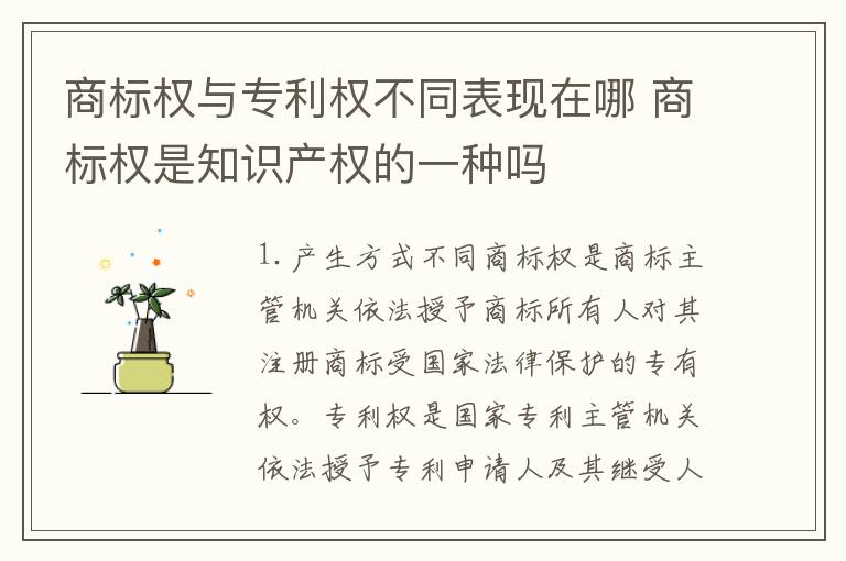 商标权与专利权不同表现在哪 商标权是知识产权的一种吗