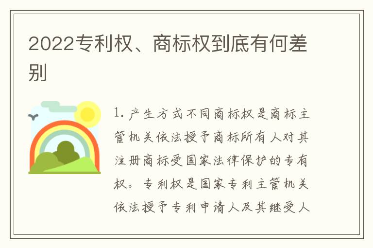 2022专利权、商标权到底有何差别