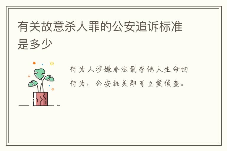 有关故意杀人罪的公安追诉标准是多少
