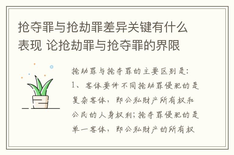 抢夺罪与抢劫罪差异关键有什么表现 论抢劫罪与抢夺罪的界限