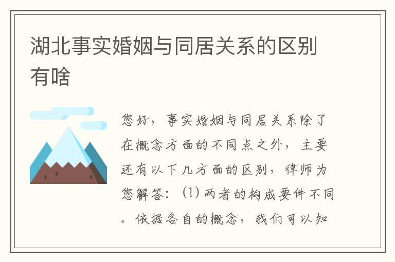 湖北事实婚姻与同居关系的区别有啥