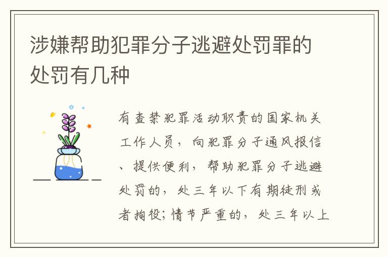 涉嫌帮助犯罪分子逃避处罚罪的处罚有几种