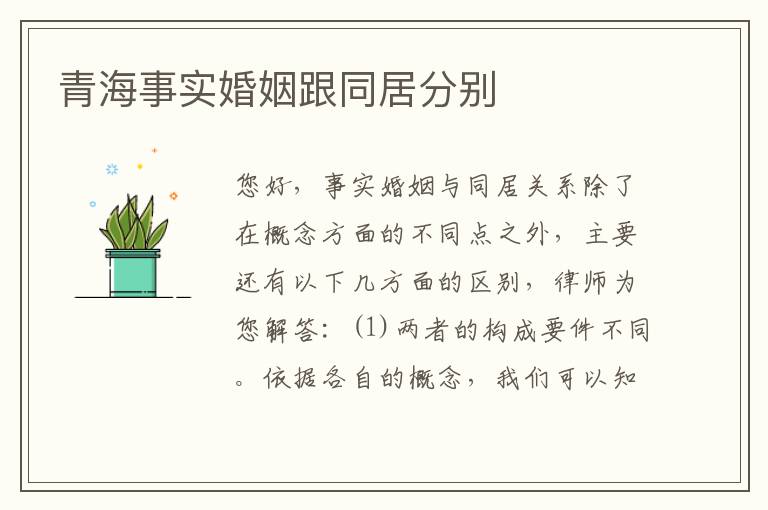 青海事实婚姻跟同居分别
