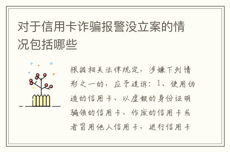 对于信用卡诈骗报警没立案的情况包括哪些