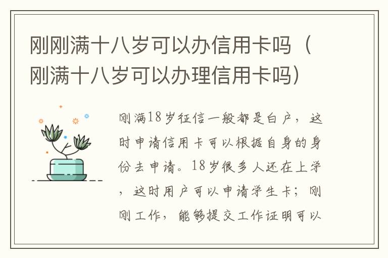 刚刚满十八岁可以办信用卡吗（刚满十八岁可以办理信用卡吗）
