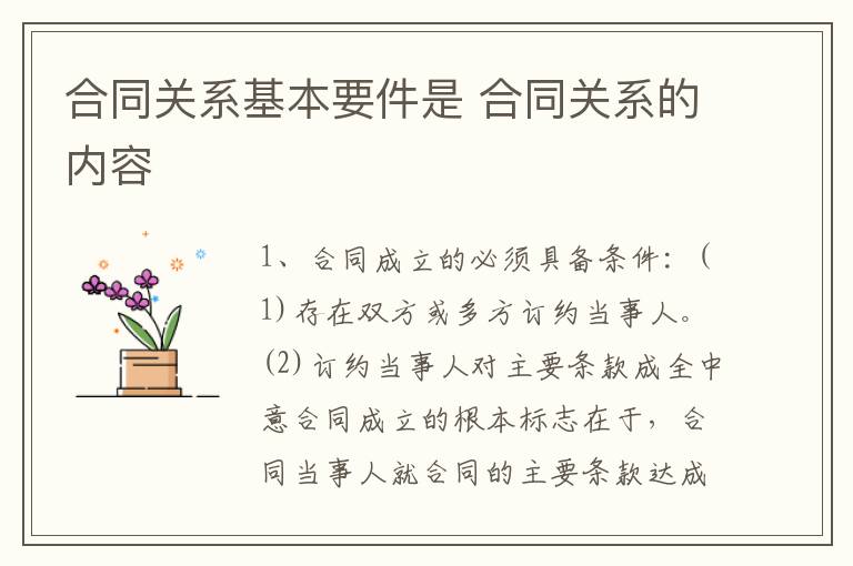 合同关系基本要件是 合同关系的内容