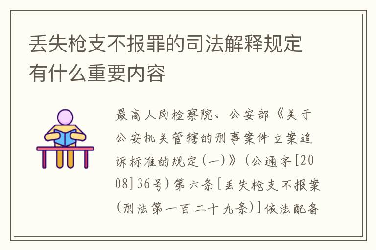 丢失枪支不报罪的司法解释规定有什么重要内容