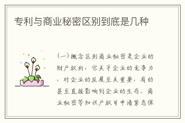 专利与商业秘密区别到底是几种