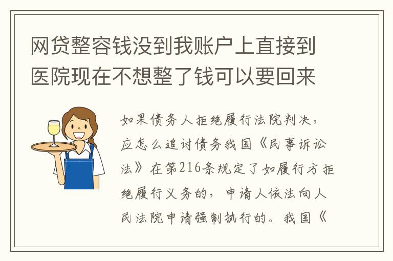 网贷整容钱没到我账户上直接到医院现在不想整了钱可以要回来吗