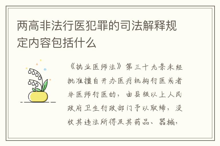 两高非法行医犯罪的司法解释规定内容包括什么