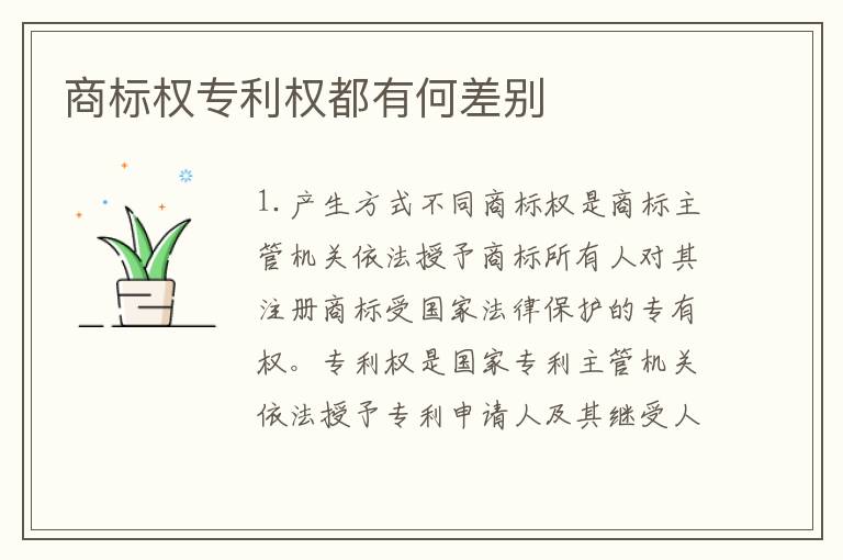 商标权专利权都有何差别