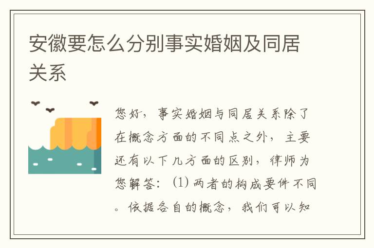 安徽要怎么分别事实婚姻及同居关系