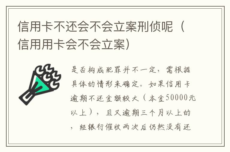 信用卡不还会不会立案刑侦呢（信用用卡会不会立案）