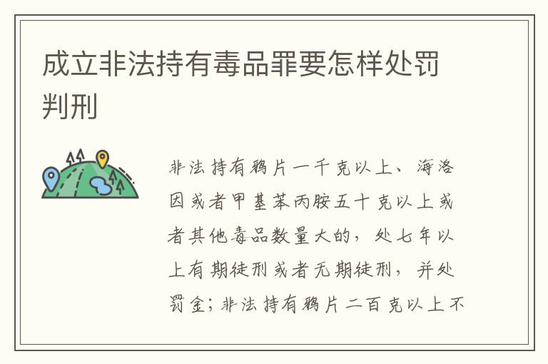 成立非法持有毒品罪要怎样处罚判刑