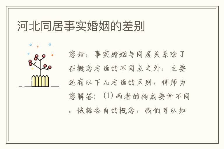 河北同居事实婚姻的差别