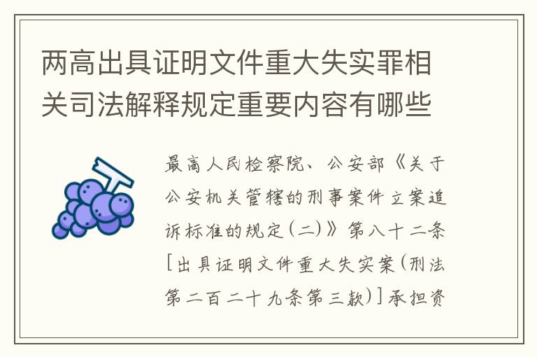 两高出具证明文件重大失实罪相关司法解释规定重要内容有哪些