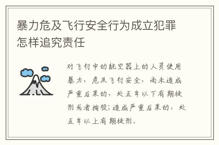 暴力危及飞行安全行为成立犯罪怎样追究责任