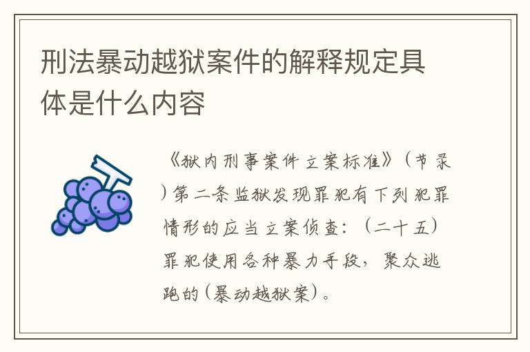 刑法暴动越狱案件的解释规定具体是什么内容