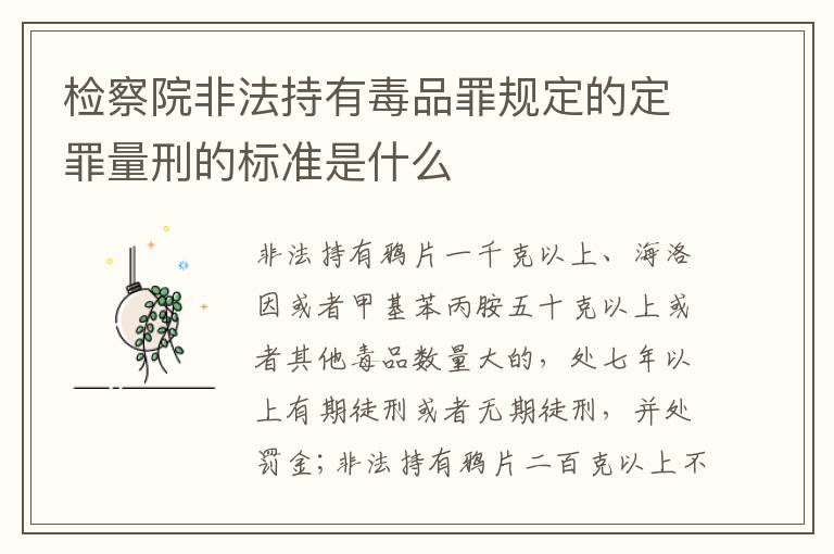 检察院非法持有毒品罪规定的定罪量刑的标准是什么