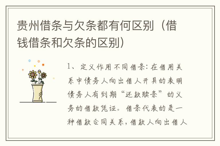 贵州借条与欠条都有何区别（借钱借条和欠条的区别）