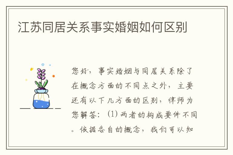 江苏同居关系事实婚姻如何区别