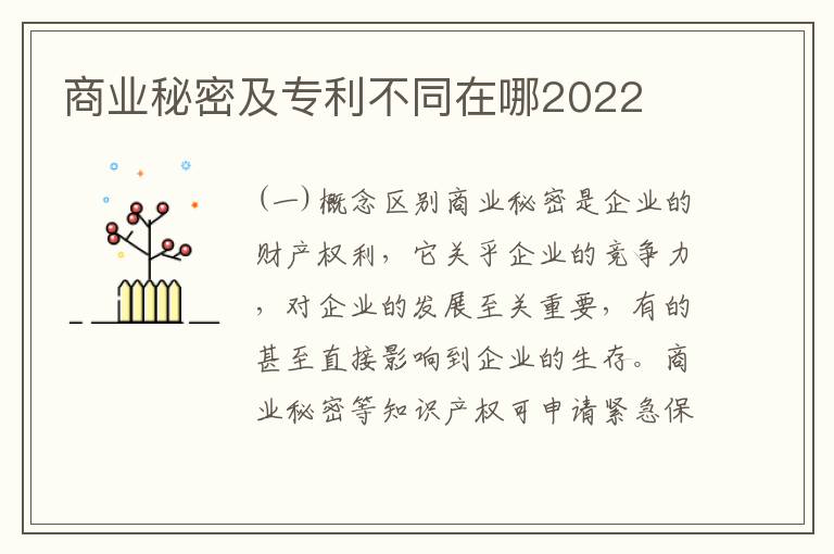 商业秘密及专利不同在哪2022