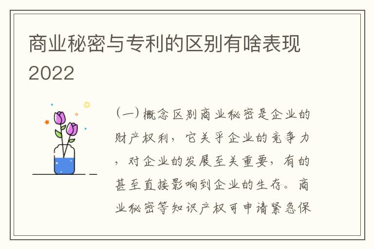 商业秘密与专利的区别有啥表现2022
