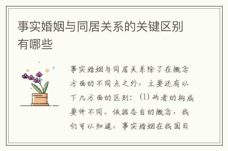 事实婚姻与同居关系的关键区别有哪些