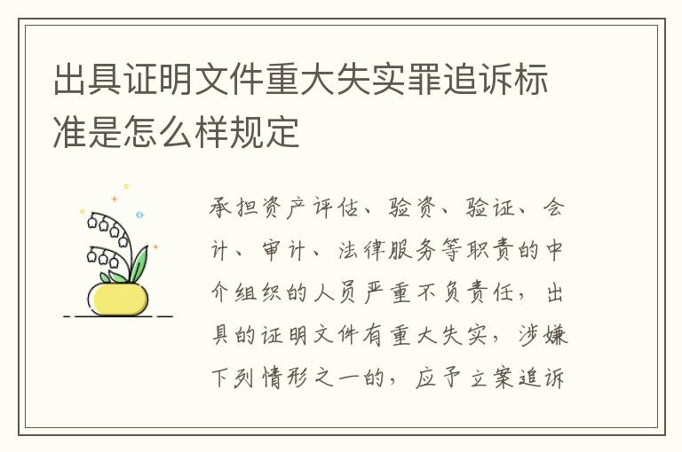 出具证明文件重大失实罪追诉标准是怎么样规定