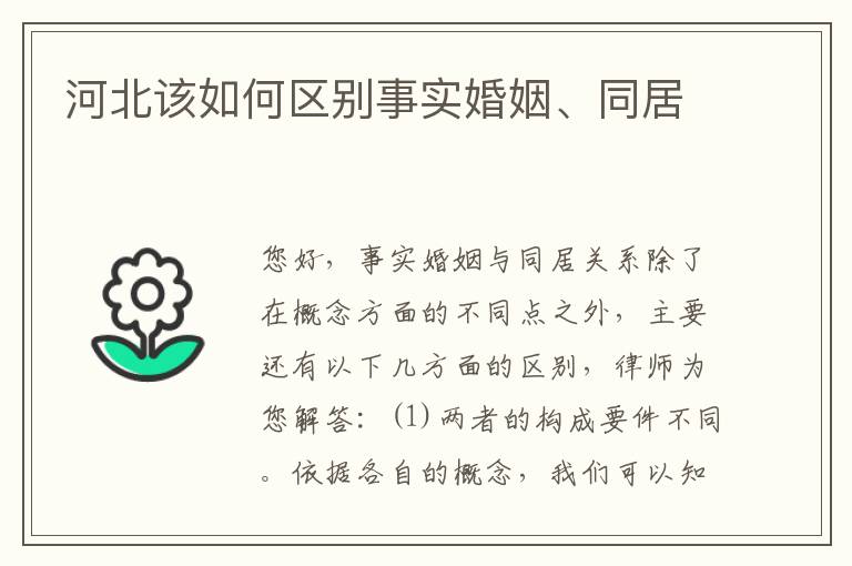 河北该如何区别事实婚姻、同居